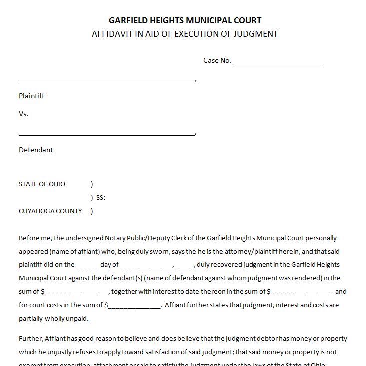 Forms Garfield Heights Municipal Court